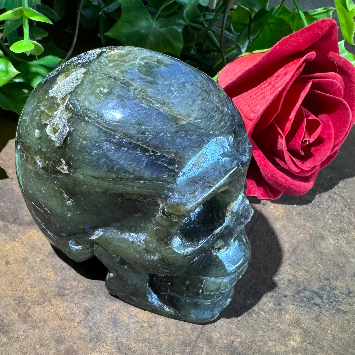 Labradorite Crystal Skull – Stone Skull for Spiritual Protection, Transformation & Intuition (451g