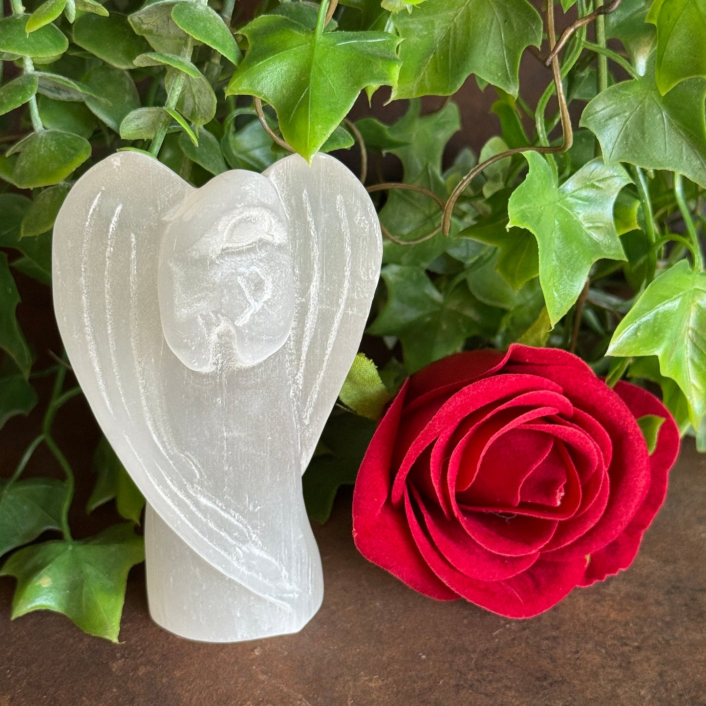 Selenite Crystal Angel Praying (Style B)– Divine Light, Protection & Spiritual Healing