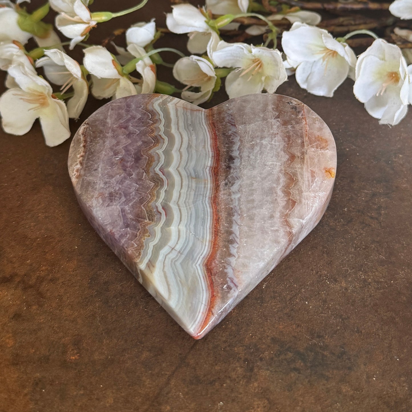 Amethyst & Agate Crystal Hearts – Spiritual Healing, Balance & Protection