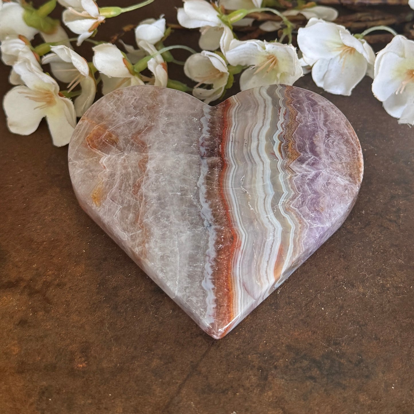 Amethyst & Agate Crystal Hearts – Spiritual Healing, Balance & Protection