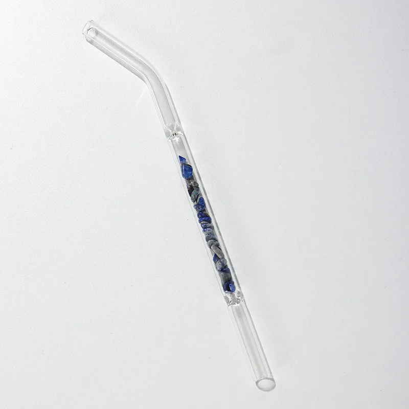 Reusable Glass Drinking Straws with Crystal Chips – Enhance Your Beverages with Healing Energy