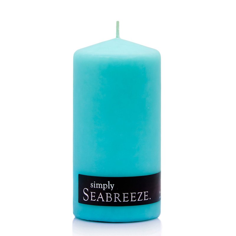 Light Blue Pillar Candle Seabreeze Scent