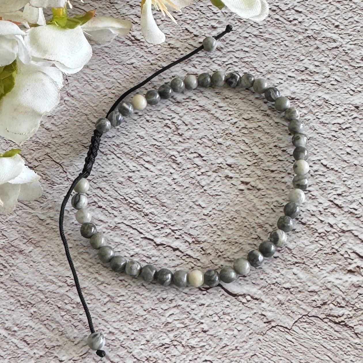 Mapstone Unisex Adjustable Bracelet 4mm – Grounding, Protection & Emotional Strength