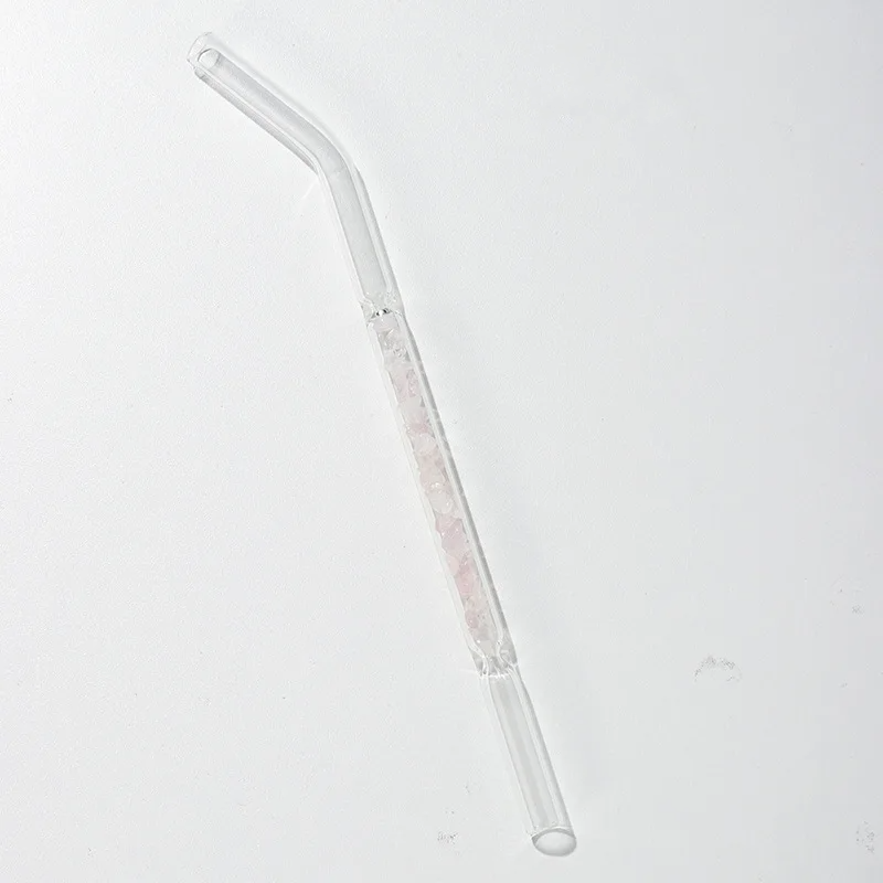 Reusable Glass Drinking Straws with Crystal Chips – Enhance Your Beverages with Healing Energy