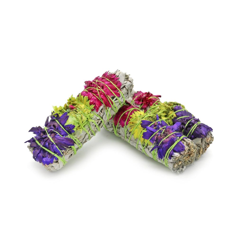SMUDGE STICK - Summer White Sage 10cm with Daisies