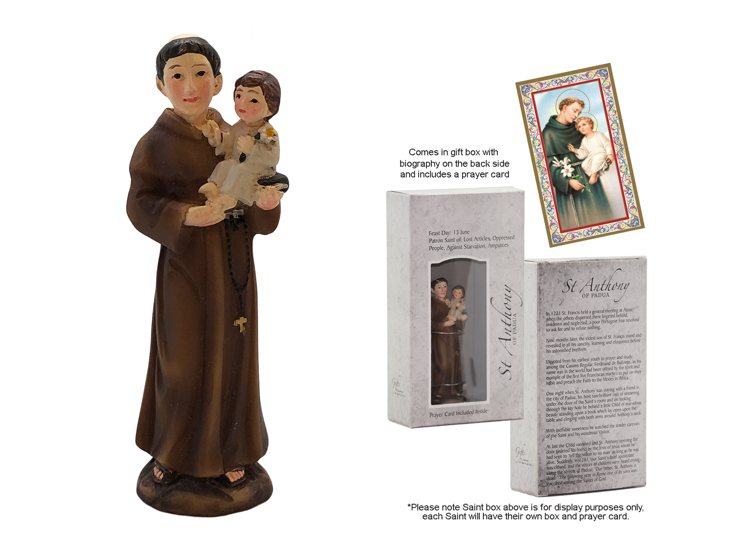 St. Anthony Statue with Prayer Cards (9cm) – Patron Saint of Lost Things