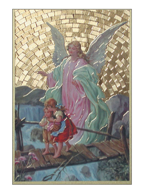 Guardian Angel - Golden Wood Plaque