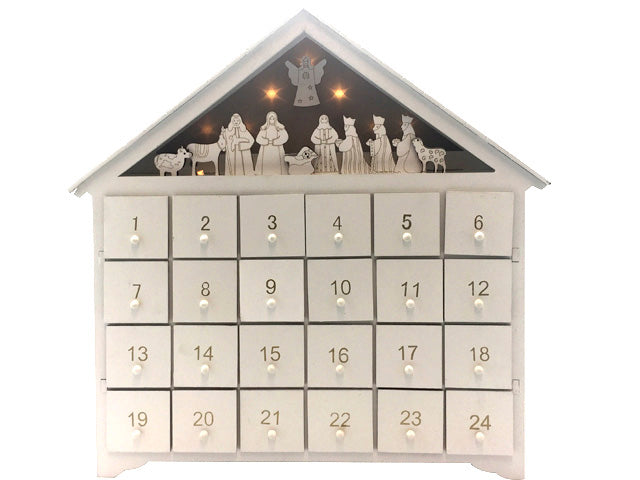 Exclusive Crystal Carvings Advent Calendar: Illuminated Wooden Nativity Scene