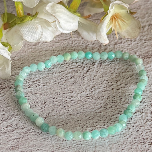 Amazonite AAA Faceted Crystal Bracelet – Emotional Healing, Self-Expression & Inner Peacee