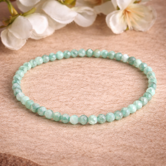 Amazonite AAA Faceted Crystal Bracelet 4mm – Emotional Healing, Calm & Truth