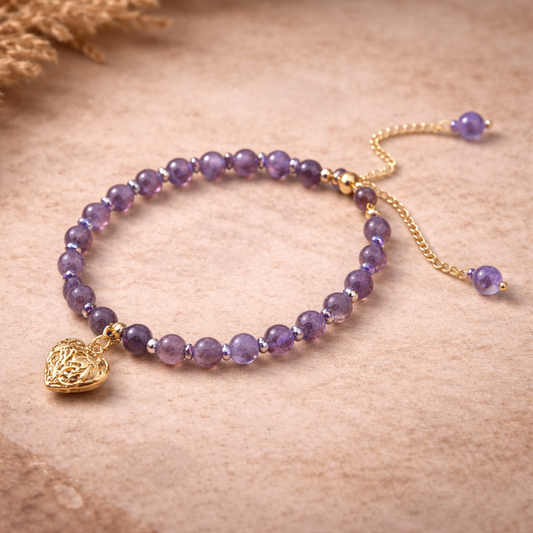 Amethyst Adjustable Spiritual Bracelet 6mm – Healing, Protection & Inner Peace