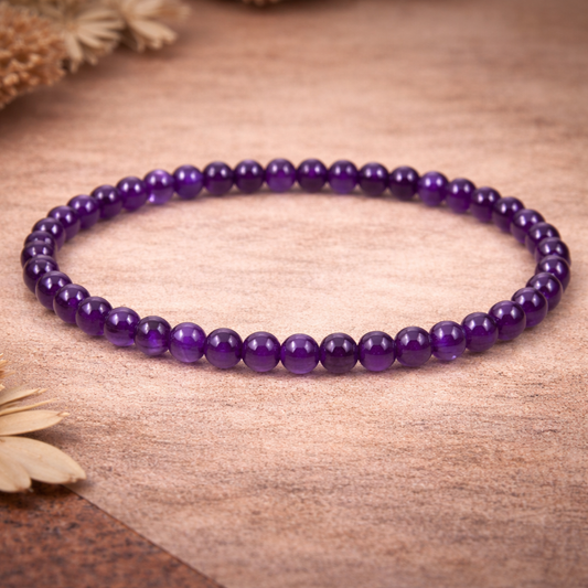 Amethyst Crystal Bracelet 4mm – Peace, Intuition, Emotional Healing & Spiritual Protection