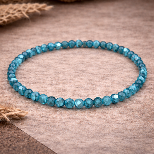 Apatite Faceted Crystal Bracelet 4mm – Spiritual Healing, Clarity & Awakening