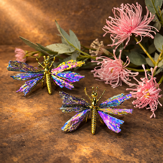 Aura Tourmaline butterfly crystal carving, spiritual healing crystal butterfly, protection crystal décor, emotional healing gift, colourful aura crystal butterfly