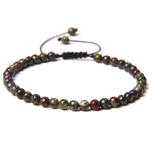 Bloodstone Unisex Adjustable Bracelet 4mm