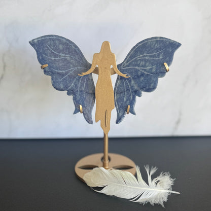 Blue Aventurine Crystal Wings on Angel Stand – A Spiritual Gift for Healing, Clarity & Protection