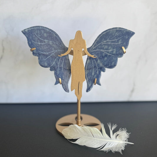 Blue Aventurine Crystal Wings on Angel Stand – A Spiritual Gift for Healing, Clarity & Protection
