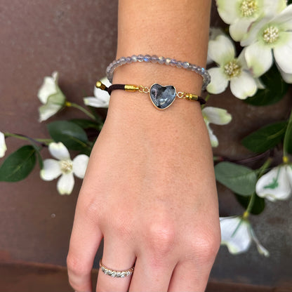 Bohemian Adjustable Love Heart Labradorite Crystal Bracelet – Intuition, Protection & Spiritual Awakening