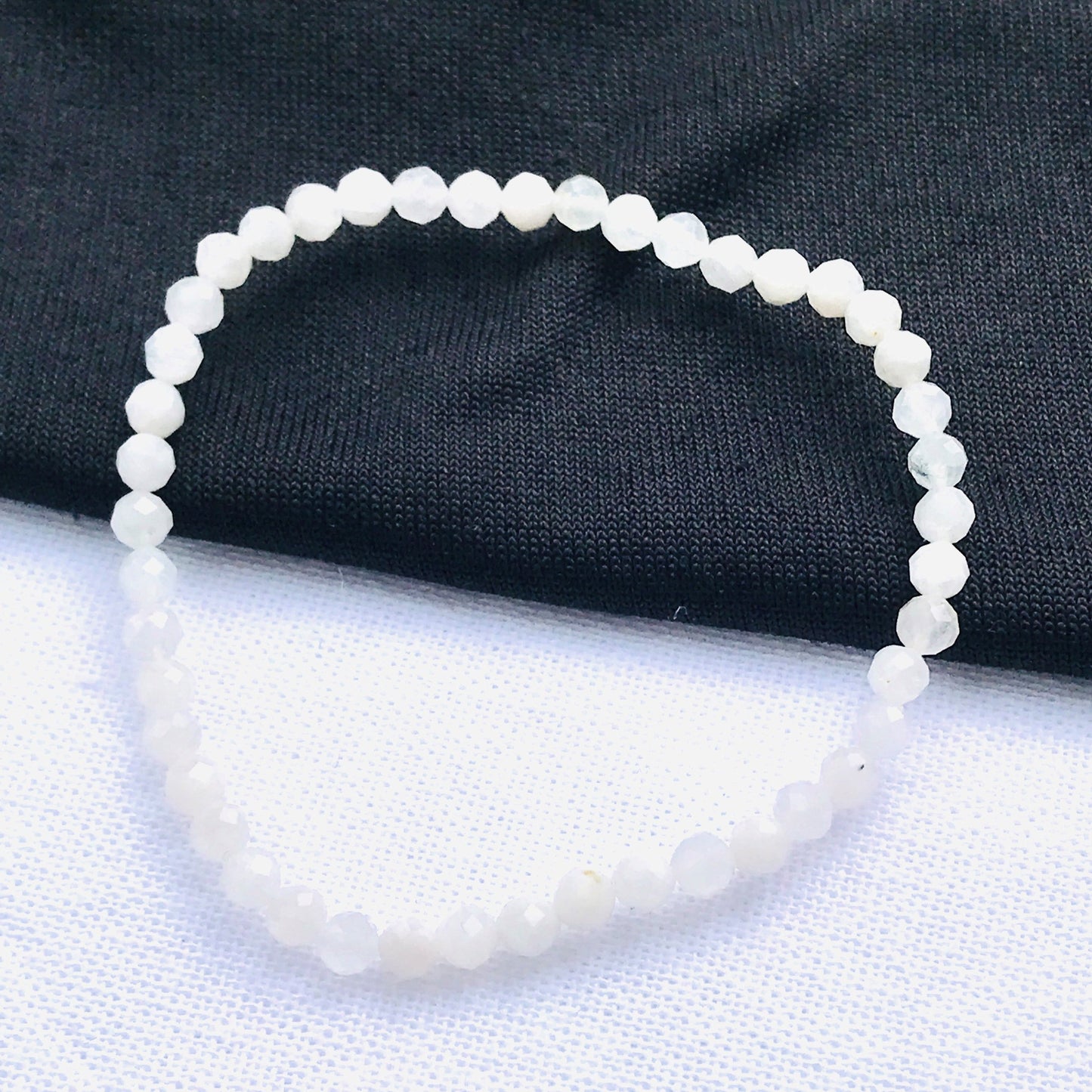 Moonstone Faceted Bead Bracelet 4mm