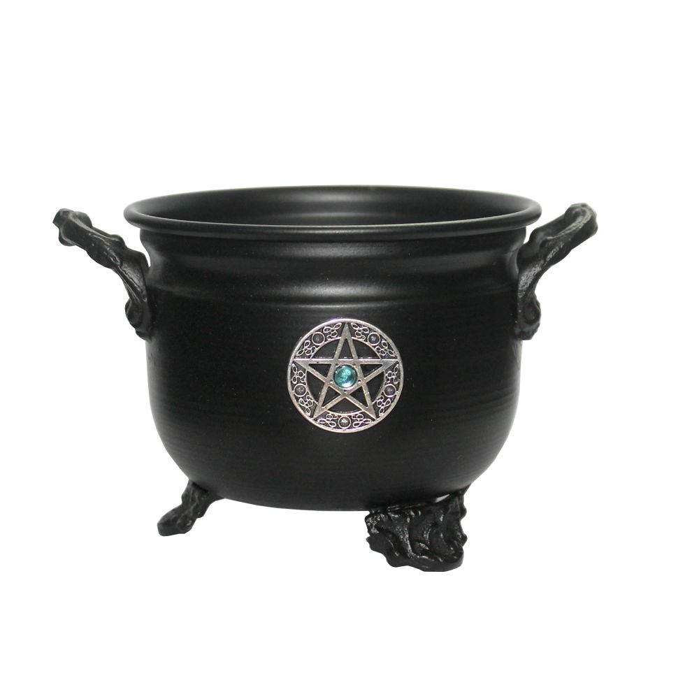 CAULDRON - Metal with Pentacle Charm 11cm