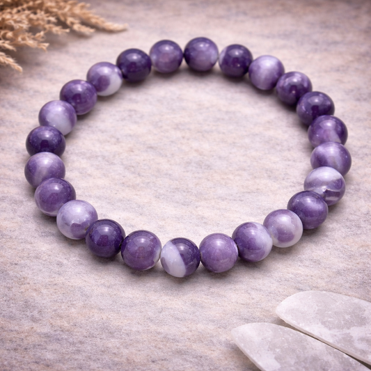 Chevron Amethyst Bracelet – Spiritual Healing, Intuition & Emotional Balance