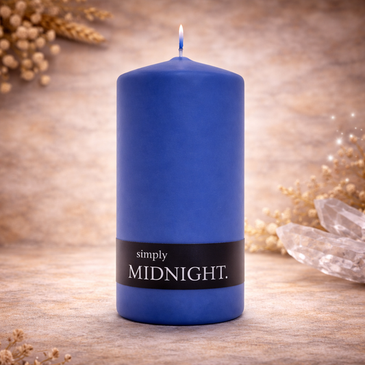 Dark Blue Pillar Candle Midnight Scent