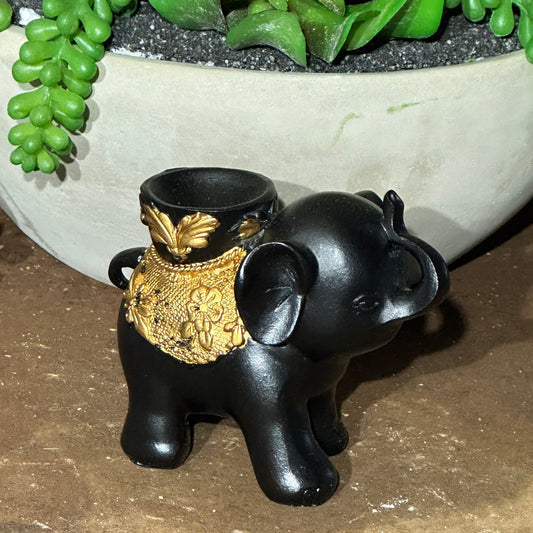 Elephant Sphere Holder with Gold Trim – Spiritual Symbol of Luck, Prosperity & Strength