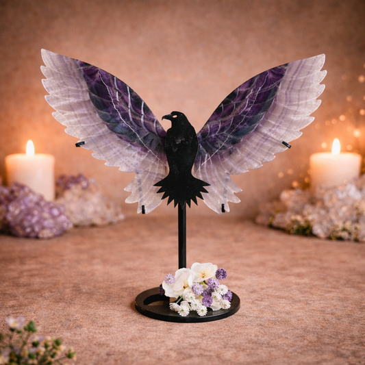 Fluorite Crystal Wings with Bird Stand – Emotional Healing, Clarity & Spiritual Protection