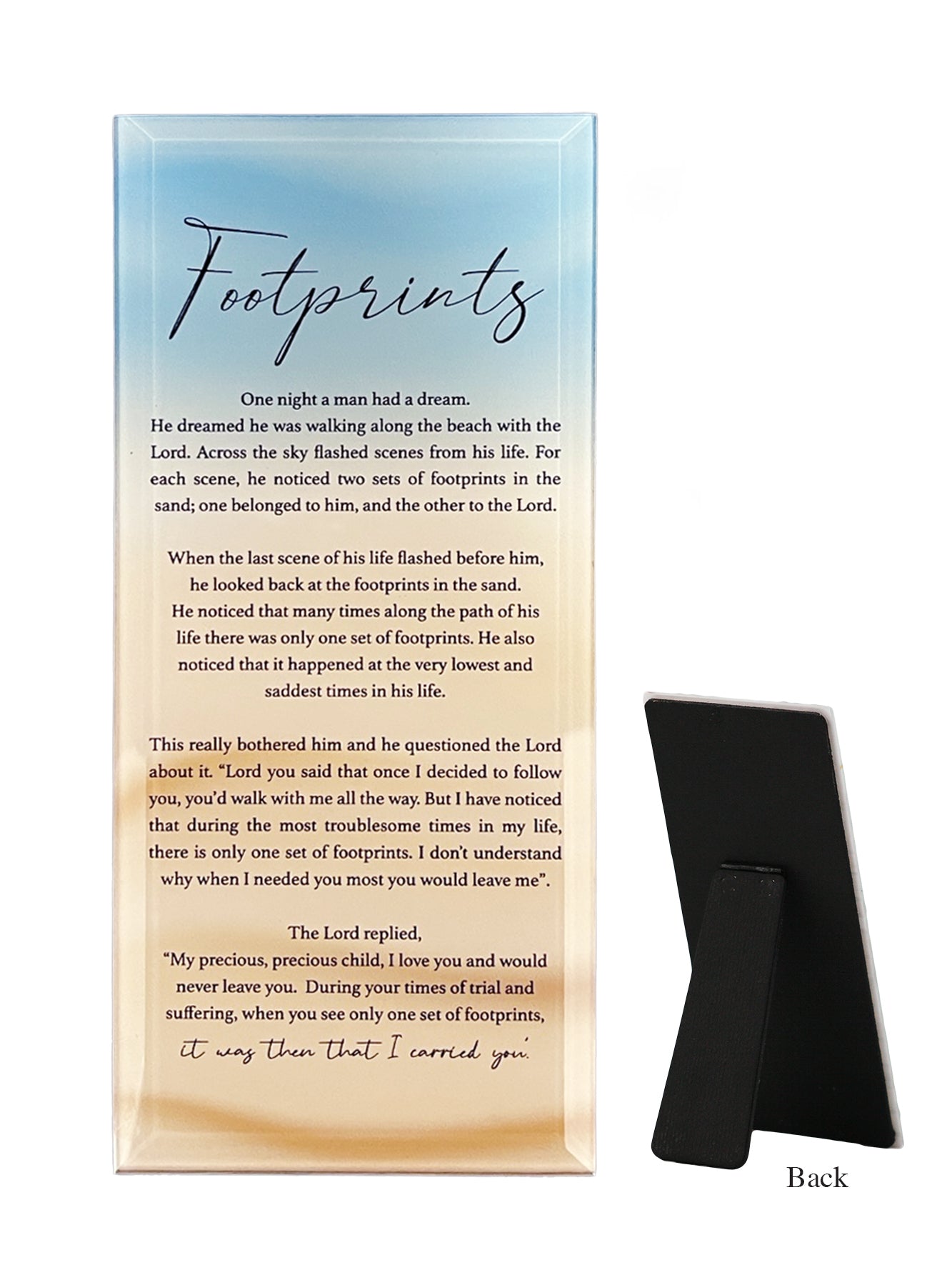 Footprints Poem Glass Plaque - 80 X 180MM