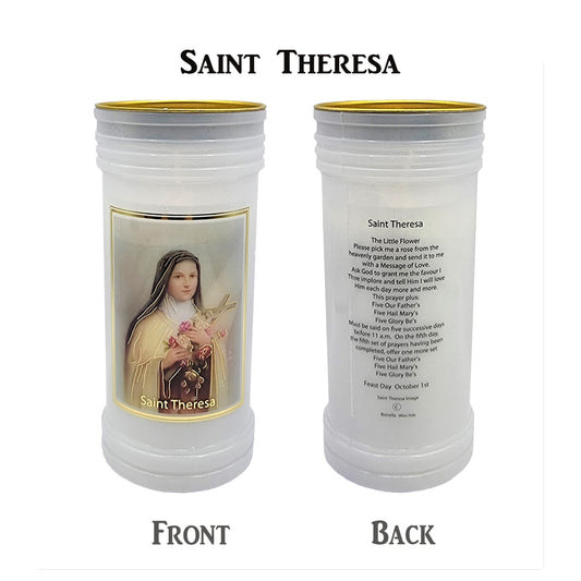 Devotional Candle - St Theresa 160 X 62mm - Approx 70hrs