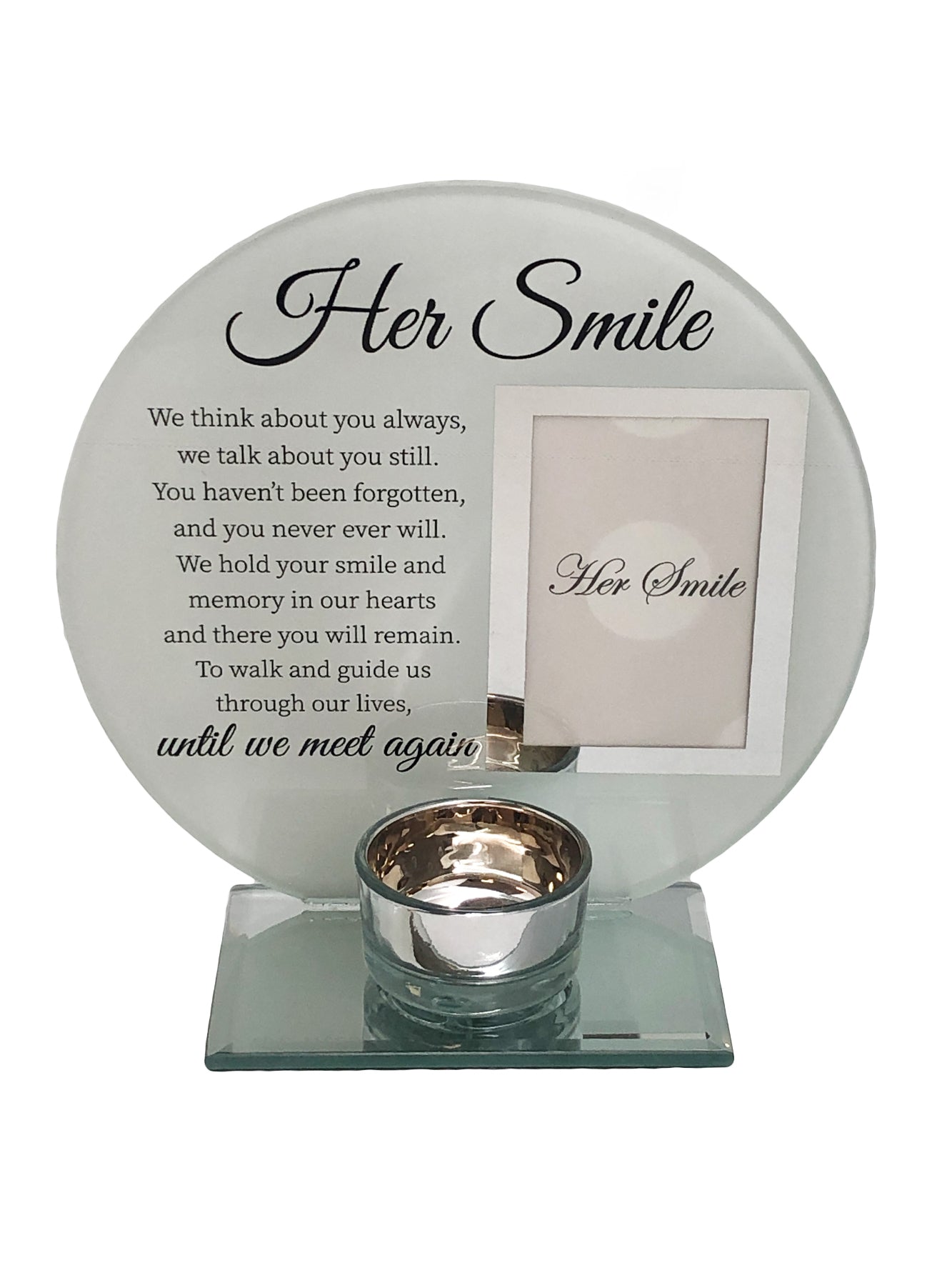 Her Smile - Glass Photo Frame with Tea Light Holder