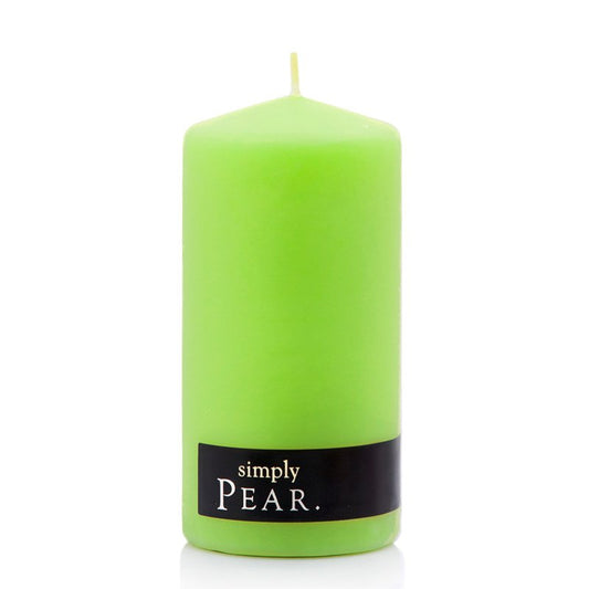 Green Pillar Candle Pear Scent