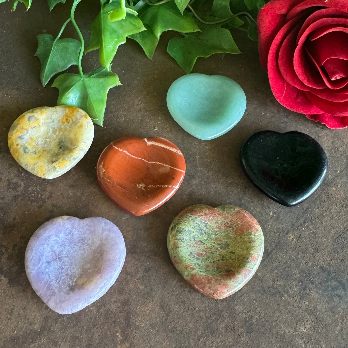 Heart-Shaped Thumb Stones / Worry Stones – Healing Crystals for Stress Relief, Emotional Balance & Inner Peace