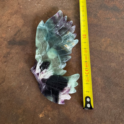Feather Fluorite Crystal Wings on Bird Stand – Spiritual Healing, Clarity & Divine Balance