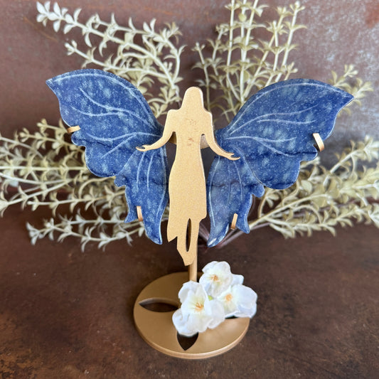 Blue Aventurine Crystal Wings with Angel Stand – Emotional Healing, Clarity & Divine Protection