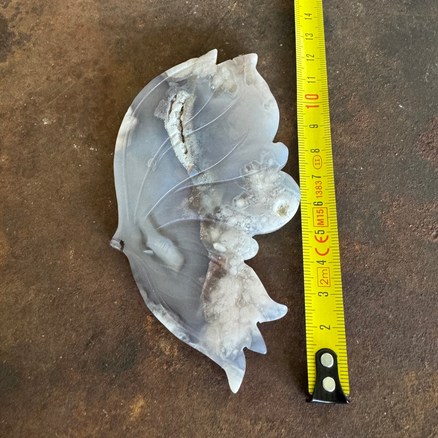 Black Flower Agate Crystal Wings on Butterfly Stand – Transformation, Healing & Spiritual Protection