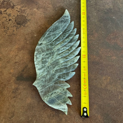 Extra Large Purple Labradorite Crystal Wings on Angel Stand – Celestial Transformation & Complete Angelic Protection