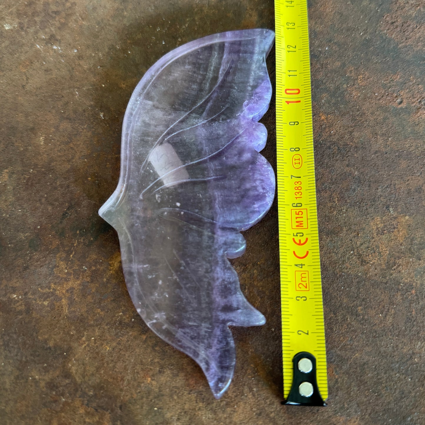 Small Fluorite Crystal Wings on Angel Stand – Emotional Balance, Clarity & Spiritual Healing