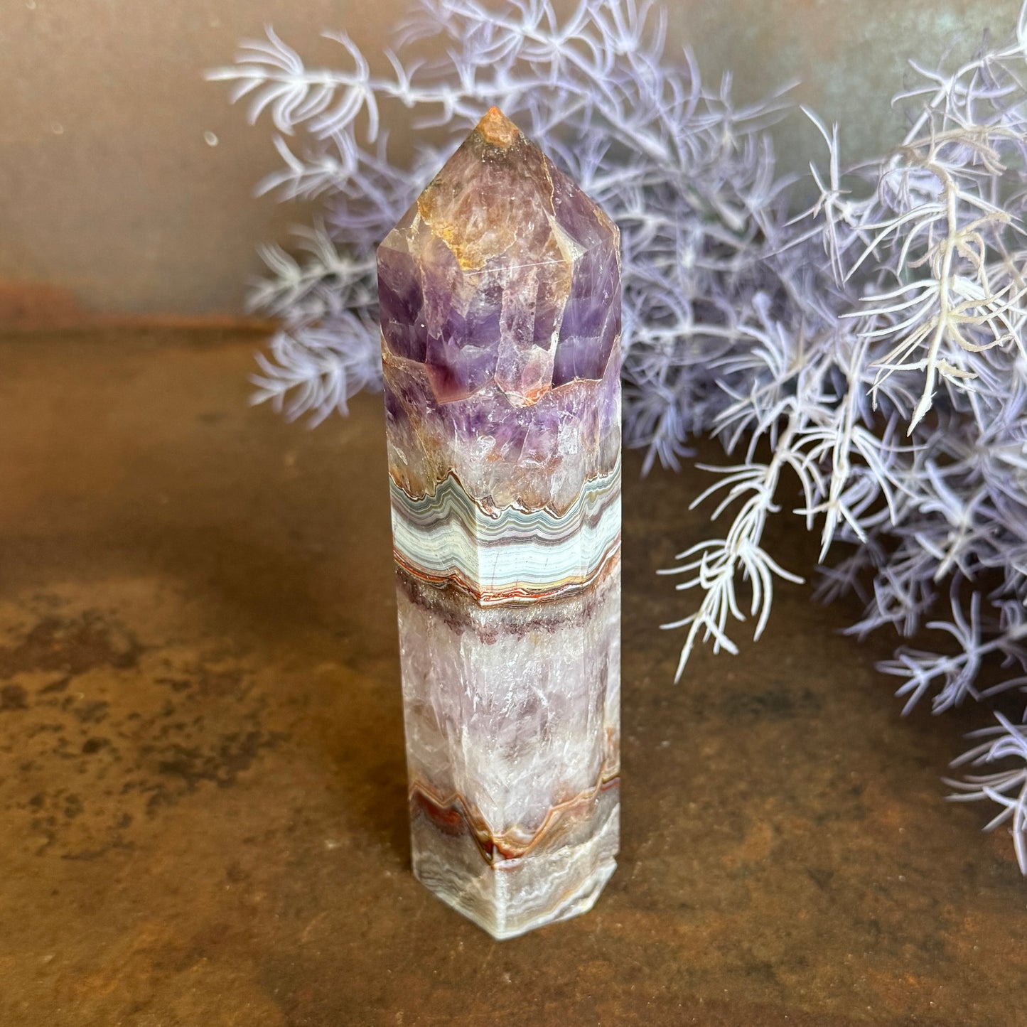 Amethyst & Agate Crystal Tower – Spiritual Awakening, Balance & Healing
