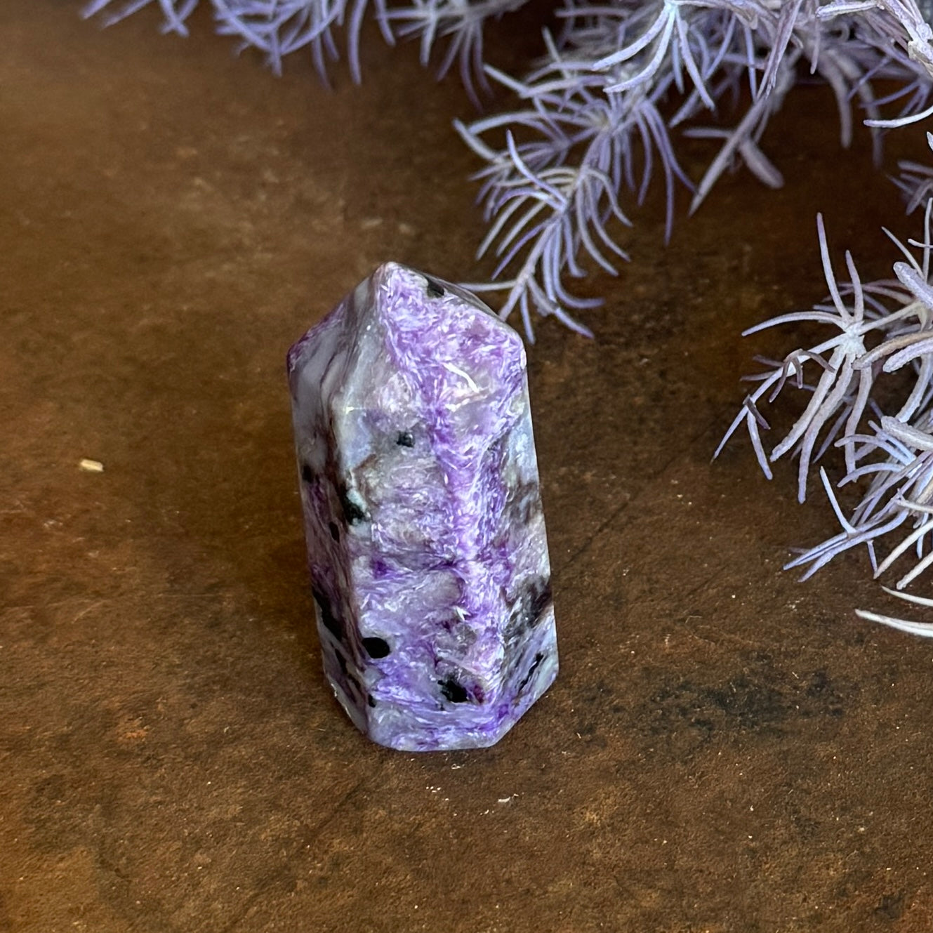 Charoite Crystal Tower – Transformation, Courage & Spiritual Growth