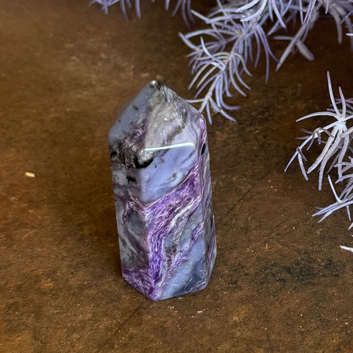 Charoite Crystal Tower – Transformation, Courage & Spiritual Growth