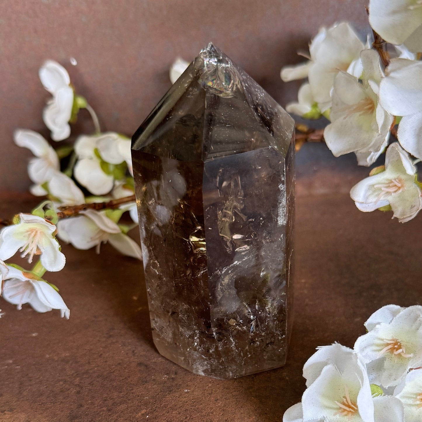 Smoky Quartz Crystal Tower – Grounding, Protection & Emotional Healing
