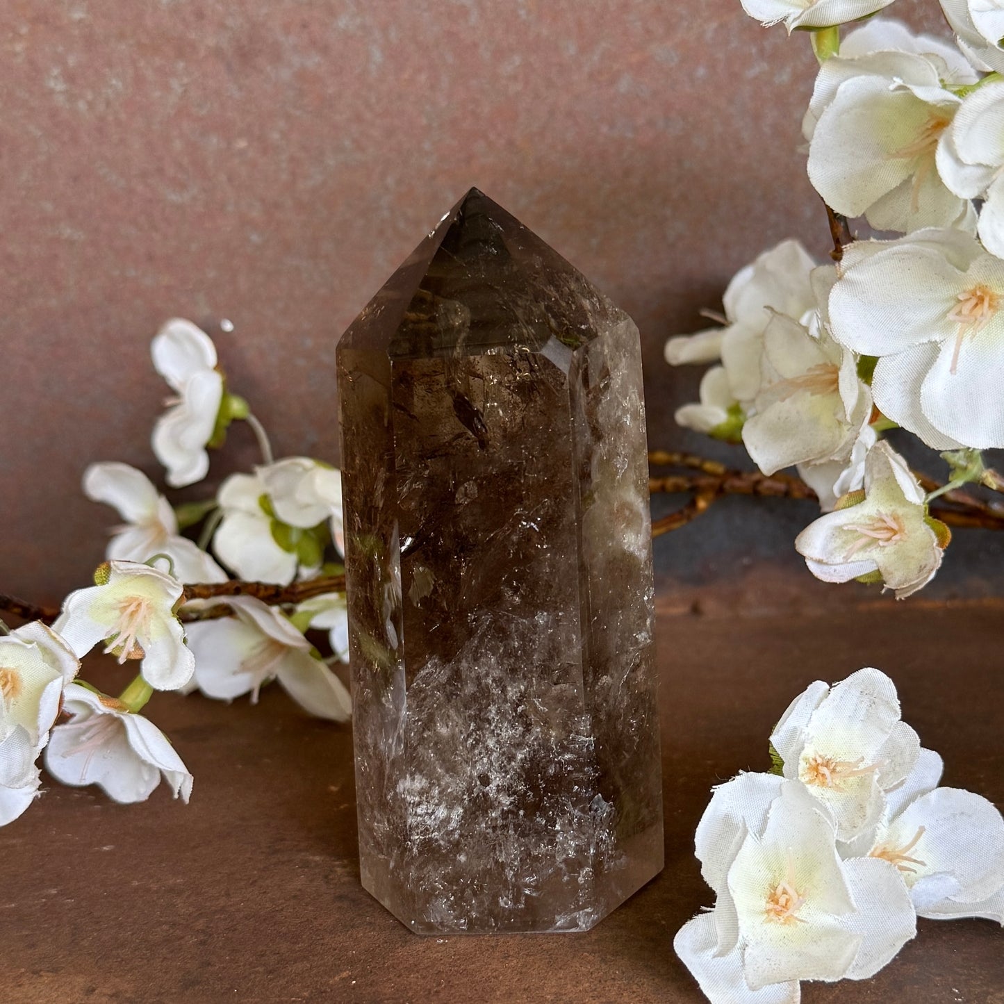 Smoky Quartz Crystal Tower – Grounding, Protection & Emotional Healing