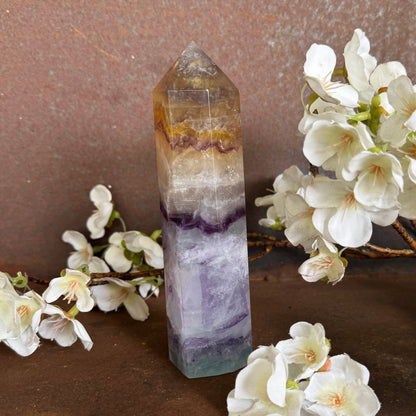 Rainbow Fluorite Crystal Tower – Clarity, Energy Alignment & Spiritual Healing