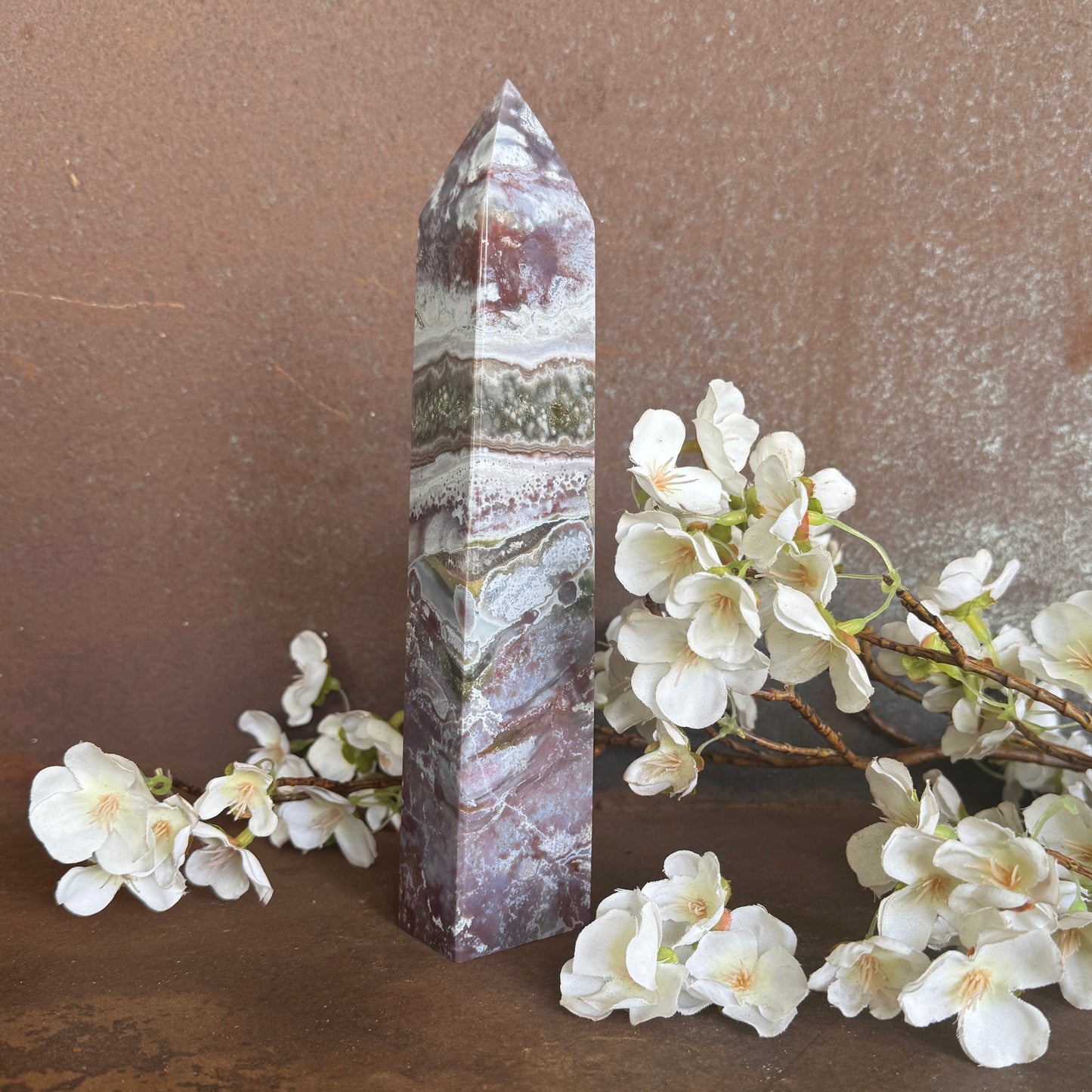Red Ocean Jasper Crystal Towers – Grounding, Emotional Healing & Spiritual Balance