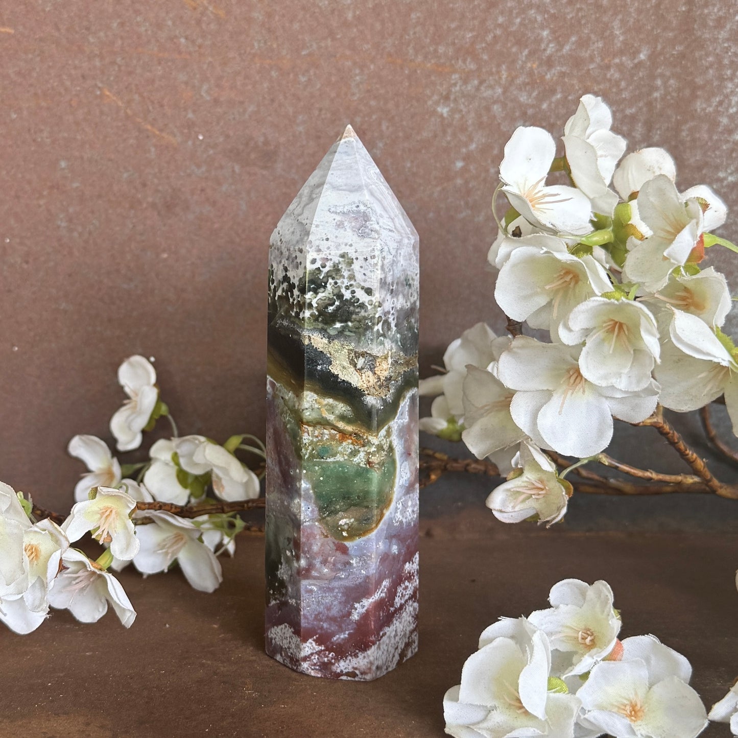 Red Ocean Jasper Crystal Towers – Grounding, Emotional Healing & Spiritual Balance