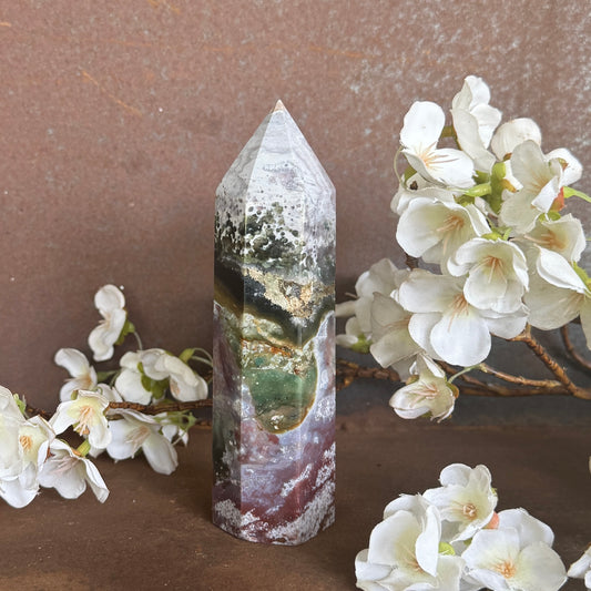 Red Ocean Jasper Crystal Towers – Grounding, Emotional Healing & Spiritual Balance