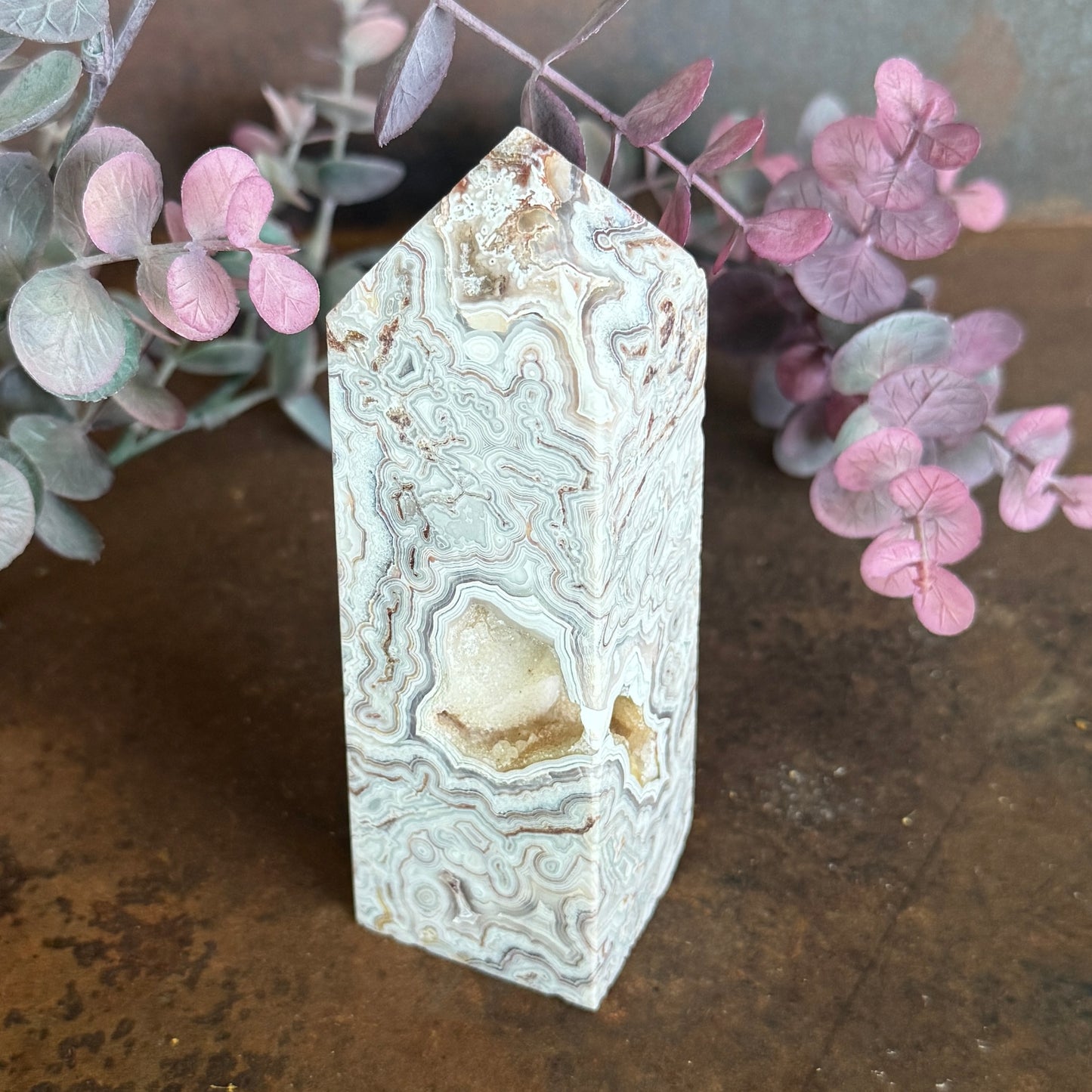 Mexican Agate Crystal Towers – Grounding, Emotional Clarity & Spiritual Transformation