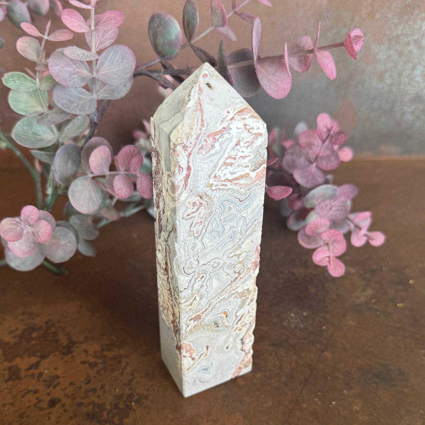 Mexican Agate Crystal Towers – Grounding, Emotional Clarity & Spiritual Transformation