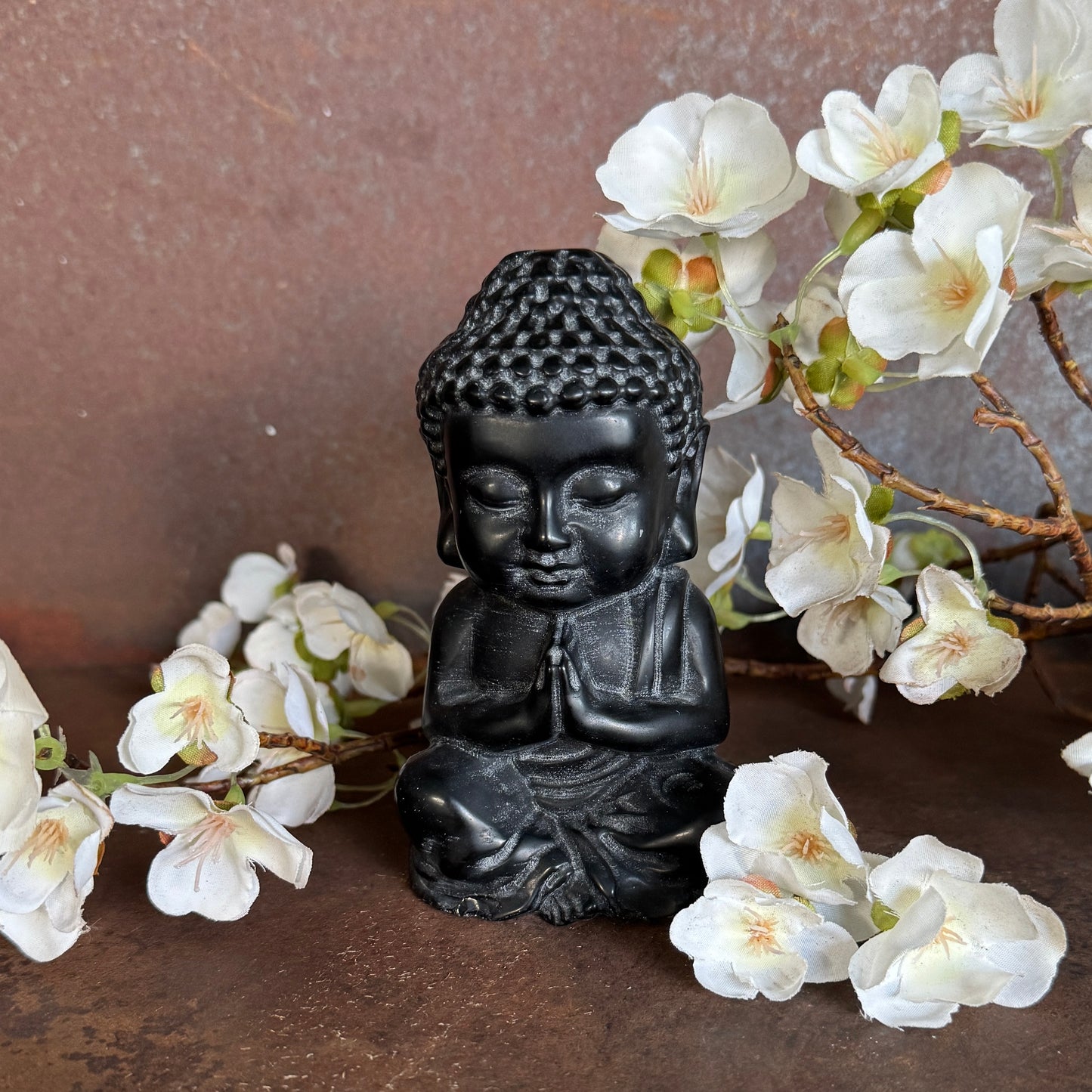 Obsidian Buddha (12 × 7 cm) – Spiritual Protection & Grounding Energy for Emotional Healing and Inner Peace